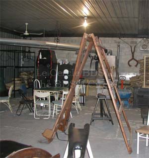 An industrial workshop with BDSM equipment