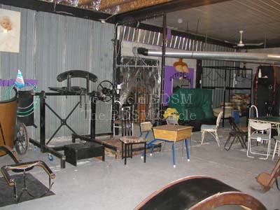 An industrial workshop with BDSM equipment